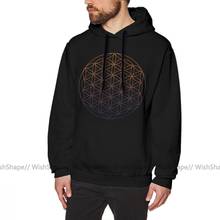 Sudadera con capucha de geometría sagrada para hombre, suéter de manga larga con capucha de flor de la vida, Popular, holgado, de algodón, color negro, XXXL 2024 - compra barato