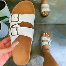 non-slip durable beach sandals spring/summer 2020 leather double gold buckle women flip-flop leisure all-match slippers 35-43 ms 2024 - buy cheap
