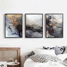 Póster e impresión de lienzo para decoración moderna del hogar, arte de pared abstracto, textura de mármol, fluido, gris, dorado, nórdico 2024 - compra barato