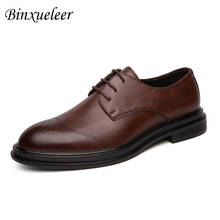 Men Brogue Leather Shoes Male Pointed Toe Business Shoes Men Oxford Leather Dress Shoes Casual Brand New 2024 - buy cheap