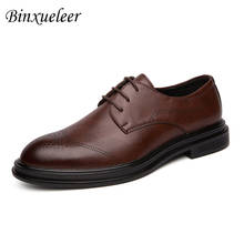 Homens sapatos de couro brogue masculino apontou toe sapatos de negócios sapatos de couro oxford sapatos casuais nova marca 2024 - compre barato