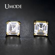 UMODE Square 2.5ct Clear Cubic Zirconia Stud Earrings Yellow Gold Earring Wedding Fashion Luxury Jewelry Femme Gifts UE0187A 2024 - buy cheap