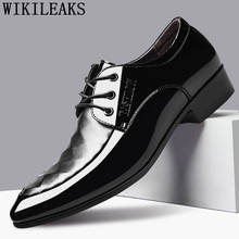 Zapatos Oxford de charol para hombre, calzado Formal clásico, italiano, de diseñador, talla grande 48, color negro 2024 - compra barato