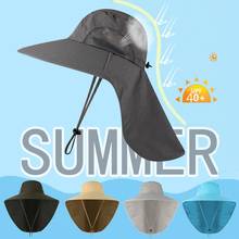 Boné de proteção uv unisex verão pesca ao ar livre escalada chapéu de sol com pescoço aba chapéu de sol 2024 - compre barato