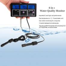 6 in 1 Water Quality Tester Monitor pH Meter Aquarium Water Meter for PH / Temperature / EC / CF / PPM / TDS 2024 - buy cheap