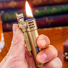 Latão Livre Fogo Flint Torch Lighter Zorro querosene Do Vintage Óleo Rebolo Aparelhos de Tubos de Cigarro Isqueiro À Prova de Vento Para Os Homens 2024 - compre barato