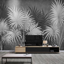 Papel de parede 3d moderno, criativo, preto e branco, planta, folhas, foto, mural de parede, sala de estar, tv, sofá, decoração para casa, pintura de parede, frescos 2024 - compre barato