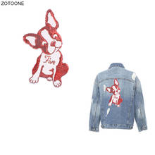 Zotoone emblema com lantejoulas para cachorro, patches de ferro em animal para aplicar roupas diy, emblema de transferência de calor para costura jaquetas roupas 2024 - compre barato