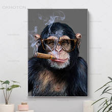 Абстрактное уличное искусство животные курительные обезьяны и горилла Художественная Картина на холсте плакаты и принты Настенная картина украшение для дома 2024 - купить недорого