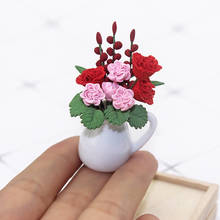Mini vaso de cerâmica para bonecas 1/12 acessórios miniatura vaso de flores de cerâmica modelo de simulação brinquedos para decoração de casa de boneca ob11 2024 - compre barato