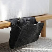 Dropshipping Christmas Gray Bed Storage Bags Felt Bedside Table Hanging Organizer Holder with 1 Inner Pockets for Bed Table Sofa 2024 - buy cheap