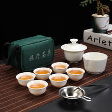 Conjunto de viagem chinês kung fu chá conjunto cerâmica portátil serviço de porcelana gaiwan xícara de chá caneca de chá cerimônia bule 2024 - compre barato