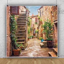 Old-Fashioned Building Stair Flowers Street Backdrop Family Room Decoration Photography Studio Photo Kid Custom Vinyl Background 2024 - buy cheap
