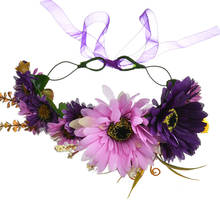 Korean Purple Headdress Flower Crown Hairband for Women Girl Tiara Head Wreath Bridal Hair Accessories Wedding Dress Photography 2024 - buy cheap