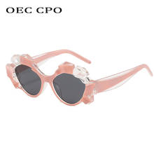 OEC CPO Crystal Frame Cat eye Sunglasses Women Brand Designer Fashion Pink Sun Glasses Female Retro Oculos Lunette De Soleil 2024 - buy cheap