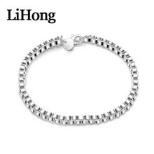 New Style 925 Sterling Silver 4mm Square Box Bracelet Bracelet For Feminine Charm Engagement Party Wedding Fashion Jewelry 2024 - buy cheap