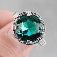 Очаровательное кольцо с зеленым кристаллом, модные серебряные кольца для женщин и девушек, изысканная бижутерия для свадебной вечеринки, подарок 2024 - купить недорого