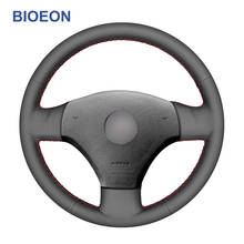 Capa para volante em couro artificial para volkswagen, capa preta em ponto manual com couro artificial para os modelos bora 2001, 2002, 2003, 2004, 2005 2024 - compre barato