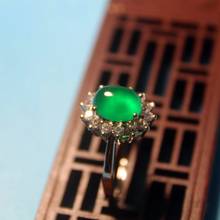 Wholesale Fashion Jewelry Green Chalcedony Euro-American Special Silver Plated Flower Ring for Women Feature Namour Charm Gift 2024 - buy cheap