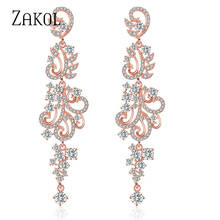 ZAKOL Fashion Bridal CZ Zirconia Crystal Leaf Shape Long Dangle Drop Earrings for Women Wedding Jewelry Party FSEP2253 2024 - buy cheap
