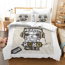 Juego de ropa de cama decorativa para dormitorio con patrón de Robot para niños, funda de almohada de tamaño completo de lujo, cubierta con estampado de lino 2024 - compra barato