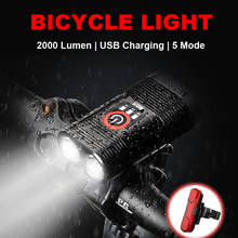 Linterna recargable USB de luz LED para bicicleta 2000LM para lámpara delantera de bicicleta con juego de luces traseras accesorios de bicicleta 2024 - compra barato