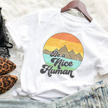 Colored Be A Nice Human T-shirt Vintage Women Graphic Kindness Tshirt Aesthetic Summer Short Sleeve Christian Bible Tops Tees 2024 - buy cheap