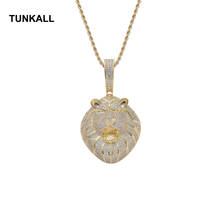 TUNKALL Bling bling Brass CZ animal pendants Mirco Pave Prong Setting Iced Out Hip Hop Necklace CN305 2024 - buy cheap