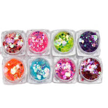 Chunky Glitter 8Colors/Set Holographic Glitter For Face/Body/Eye/Hair Colorful Sequins Spangles Polish Manicure Mermaid Glitter 2024 - buy cheap