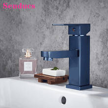 Bathroom Mixer Tap with Quality Space Aluminum Basin Sink Faucets Deck Mounted Hot Cold Water Tap Luxury Blue Basin Mixer Faucet 2024 - buy cheap