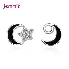 Moon Star Pattern Stud Earrings Women Girl Fashion Engagement Jewelry Genuine 925 Sterling Silver Wedding Earrings Free Shipping 2024 - buy cheap