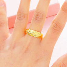 Anel de dedo dourado 24k feminino, anel de dedo simples aberto ajustável joia de casamento promessa anel de noivado para mulheres 2024 - compre barato