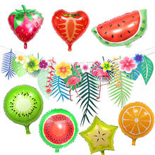 Воздушные шары Amawill, арбуз, клубника, ананас, киви, фламинго, тропические листья, баннер, гавайский декор для летнего дня рождения 2024 - купить недорого
