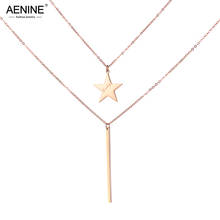 Aenine tira & lucky star 2 camadas charme colar de aço inoxidável rosa ouro neckalce moda jóias para o presente de natal an18279 2024 - compre barato