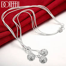 DOTEFFIL 925 Sterling Silver Three Rose Flowers Snake Chain Necklace For Women Charm Wedding Engagement Party Fashion Jewelry 2024 - buy cheap