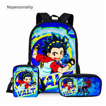 Nopersonality jogo anime beyblade explosão imprimir saco de escola bookbags conjuntos para adolescente meninos legal dos desenhos animados crianças mochilas 2024 - compre barato