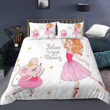 Cute Cartoon Dancing Girls Pattern Duvet Cover Bedding Set for Children Kids Comforter Quilt Cover Bed Decor 2/3pcs 2024 - buy cheap