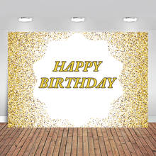 Photography Background Custom Happy Birthday Photocall Banner White and Glitter Gold Bokeh Backdrop for Photo Studio Vinyl 2024 - buy cheap