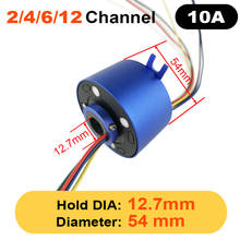 Anel de deslizamento de eixo oco, diâmetro de 12.7mm 2 / 4 / 6 / 12 canais 10a od 54mm, braço automático, pedestal rotativo, anel de deslizamento 2024 - compre barato