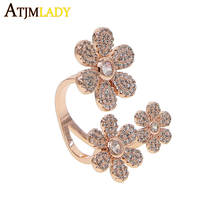 Anillo ajustable de moda para mujer, joyería clásica de margaritas y flores, anillos abiertos para dedo, oro rosa, 3 piezas 2024 - compra barato