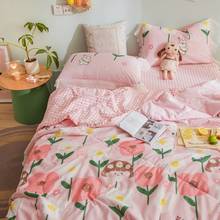 Summer Soft Breathable 100% Cotton Quilt Princess Lace Comforter Flowers Print throw Duvet Washed Cotton Throw Blanket Bedding 2024 - buy cheap