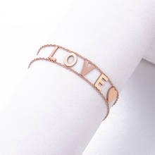 Pulsera de acero inoxidable para mujer, joyería de oro rosa, corazón pequeño, letras de amor, cadena fina para mujer, accesorios de regalos únicos 2020 2024 - compra barato