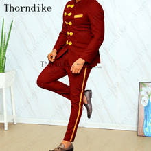 Thorndike Italian Design Dark Red Jacket Pants Men Suits For Wedding Groom Tuxedos For Men Slim Fit Blazer Costume Homme mariage 2024 - buy cheap
