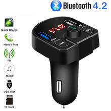 Bluetooth FM трансмиттер USB Aux модулятор, автомобильный комплект громкой связи, автомобильный аудио mp3-плеер 3,1 А, быстрая зарядка, двойной Переходник USB для зарядки в машине 2024 - купить недорого