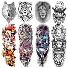 Full Arm Temporary Sleeve Tattoos For Men Women Fake Tiger Lion Wolf Tatoos Decal Realistic Large Maori Covers Tatoo For Holiday 2024 - buy cheap