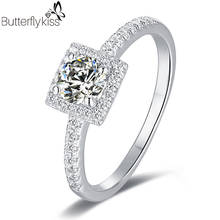 Anel de moissanite bk 0.5ct, ouro genuíno 585, 4 pontas em branco, amarelo, ouro rosa, anel de diamante, joias para presente para mulheres 2024 - compre barato