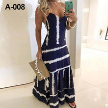 Vestido largo bohemio de verano para mujer, traje largo de la serie Flame, color azul pálido con tirantes finos y cuello en V, talla grande, 2020 2024 - compra barato