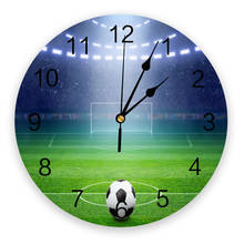 Настенные часы с изображением футбольного зеленого стадиона, креативные бесшумные Современные часы для гостиной, домашний декор, настенные часы 2024 - купить недорого