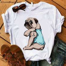 Camiseta con estampado de Pug I Love Mom para mujer, ropa informal a la moda, camisetas Kawaii Harajuku, camiseta de manga corta para mamá 2024 - compra barato