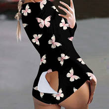 Butterfly Print Short Jumpsuits Pijamas Women Button Flap Sexy Onesie For Adults Plus Size Party Club Female Rompers Mujer New 2024 - buy cheap